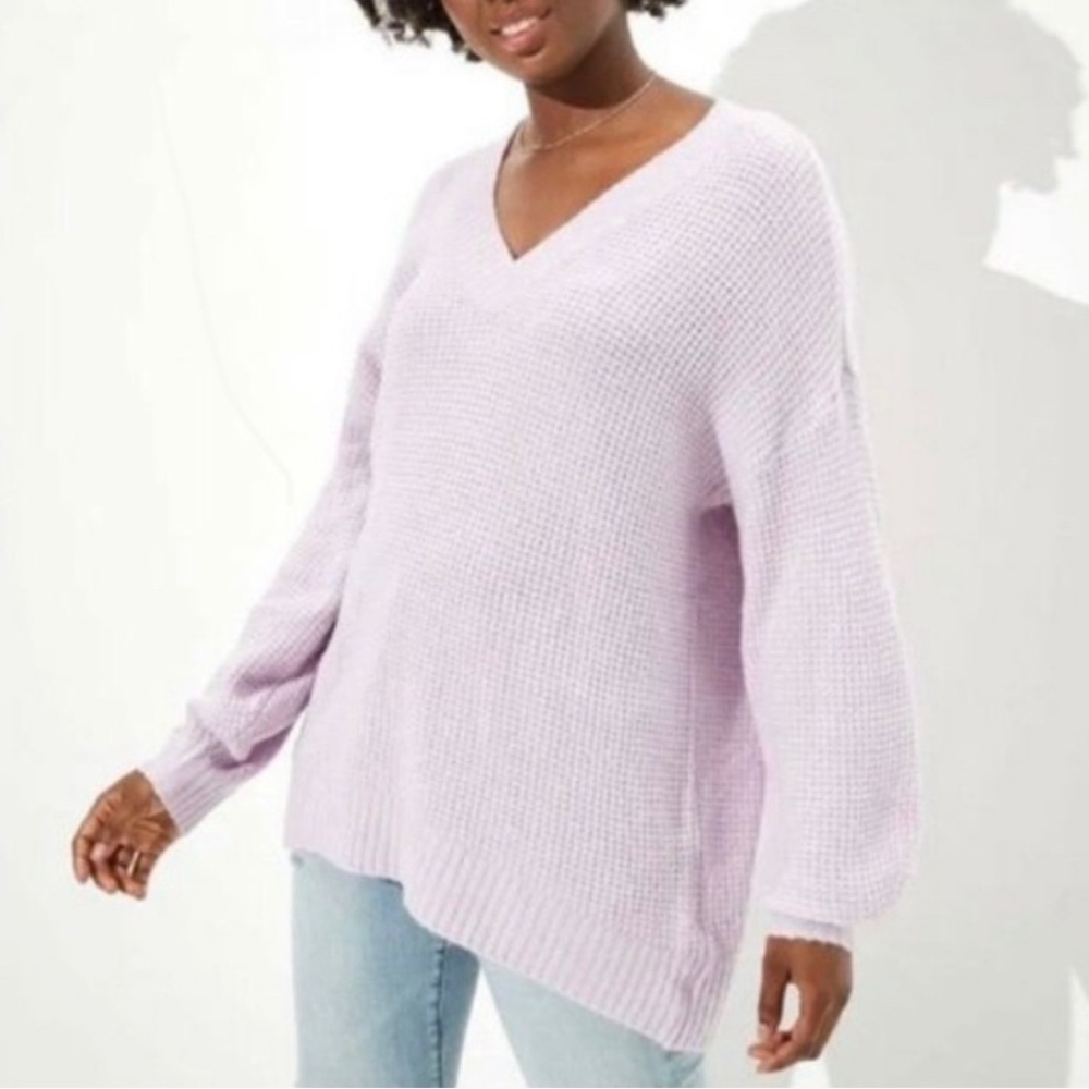 AE Oversized Dreamspun V-Neck Sweater Lilac Lavender Purple